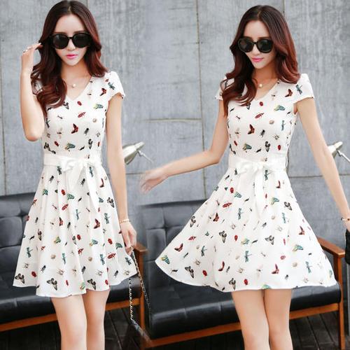 【韓派服飾】連衣裙2018年夏季修身顯瘦簡(jiǎn)約短袖中長(zhǎng)款甜美街頭